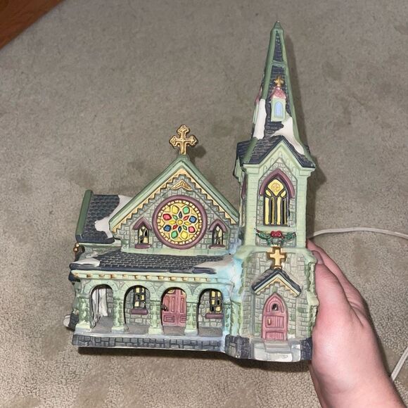 2002 Christmas Streets Church Collection Porcelain House Lighted Window - Picture 2 of 16